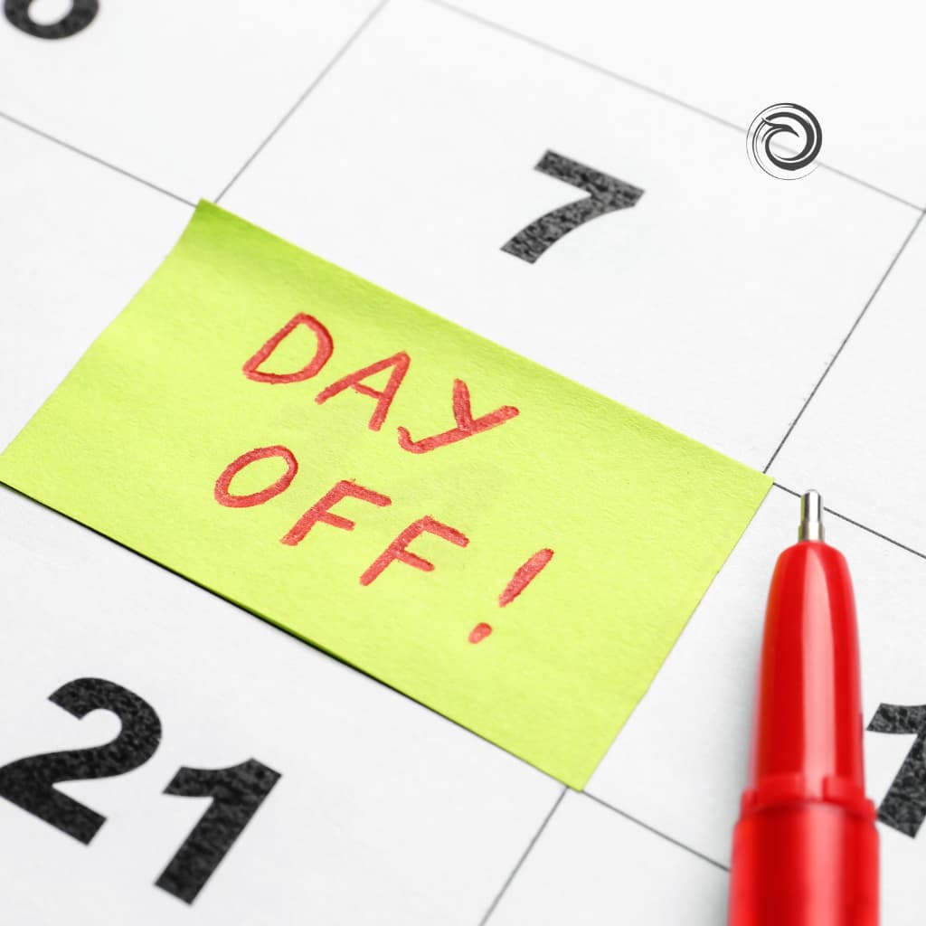 Calendario con dias de descanso
